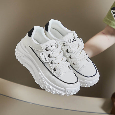 White women’s thick sole dad shoes casual running sneakers