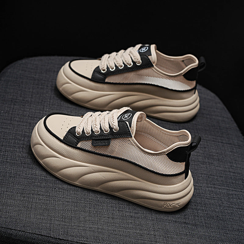 Women’s Mesh White Sneakers Thick Sole Casual Height Shoes