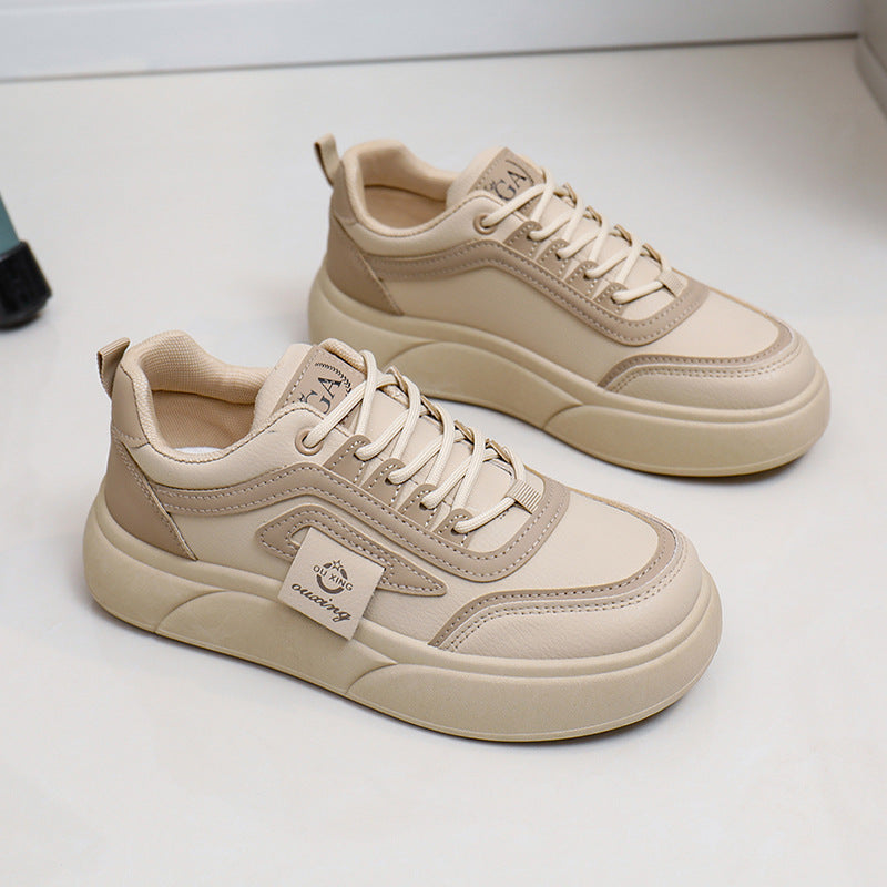 Women’s White Sneakers Korean Style Thick Sole Casual Shoes