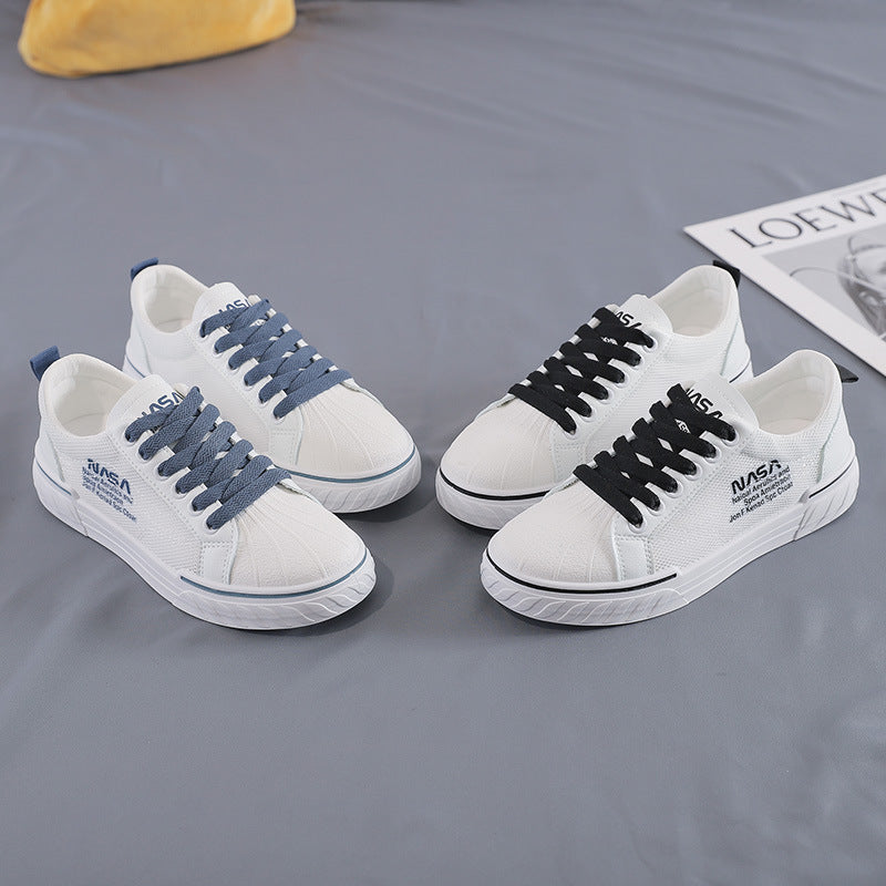 Women’s White Mesh Flats Breathable Casual Sneakers