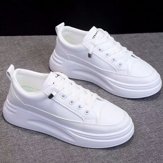 White women’s white thick sole casual sports sneakers