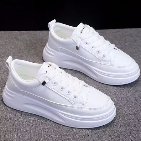White women’s white thick sole casual sports sneakers