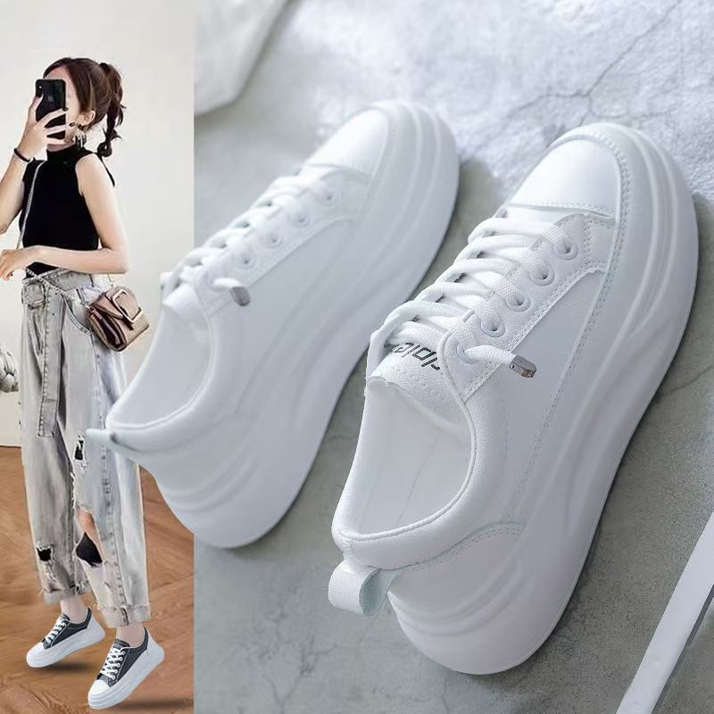 Women’s White Thick Sole Casual Sports Sneakers