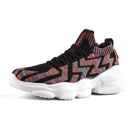 Black Red men's sneakers - casual athletic shoes with cushioned comfortable sole