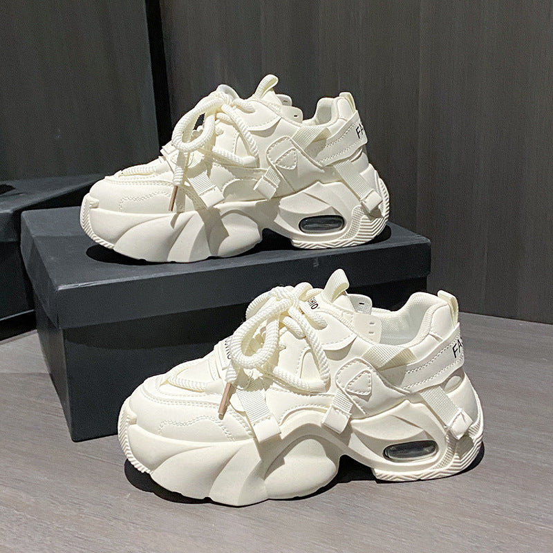 Mika women’s thick sole dad sneakers white casual sports shoes