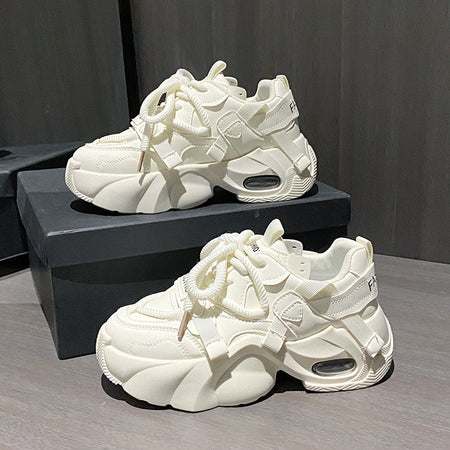 Mika women’s thick sole dad sneakers white casual sports shoes