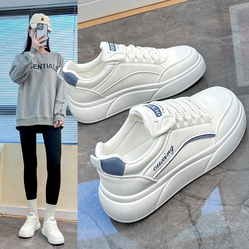 Women’s White Thick Sole Sneakers Casual Sports Shoes