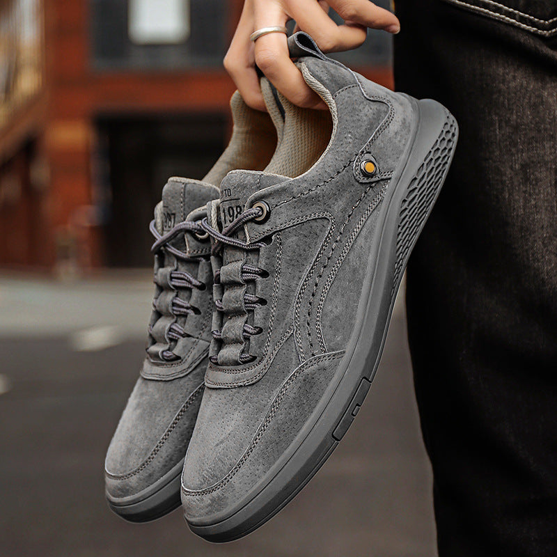 Men’s Low-Top Leather Shoes – British Style Casual Board Shoes