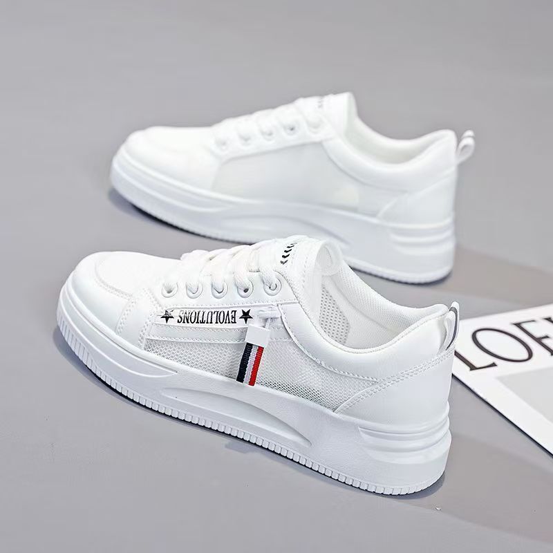 Women’s Mesh White Sneakers Thick Sole Casual Summer Shoes