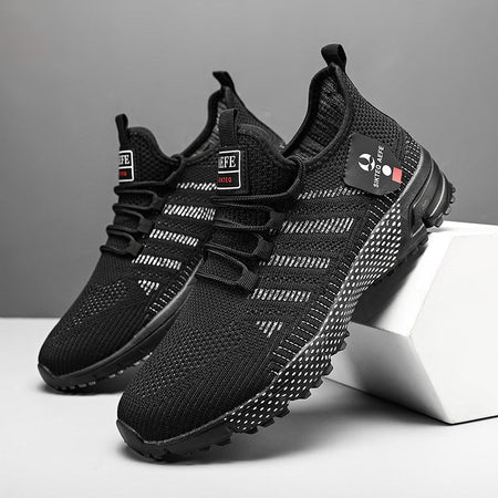 Grey men's athletic shoes - training sports shoes with supportive breathable design