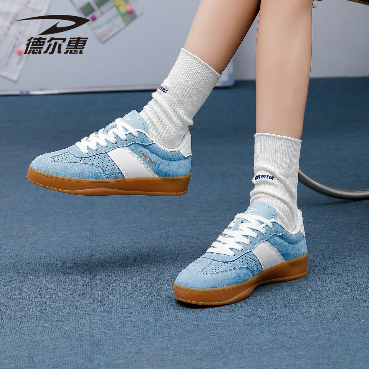 Yellow and white women’s german style casual sneakers thin sole street shoes