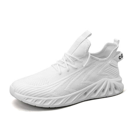White men's sneakers - casual athletic shoes with cushioned comfortable sole