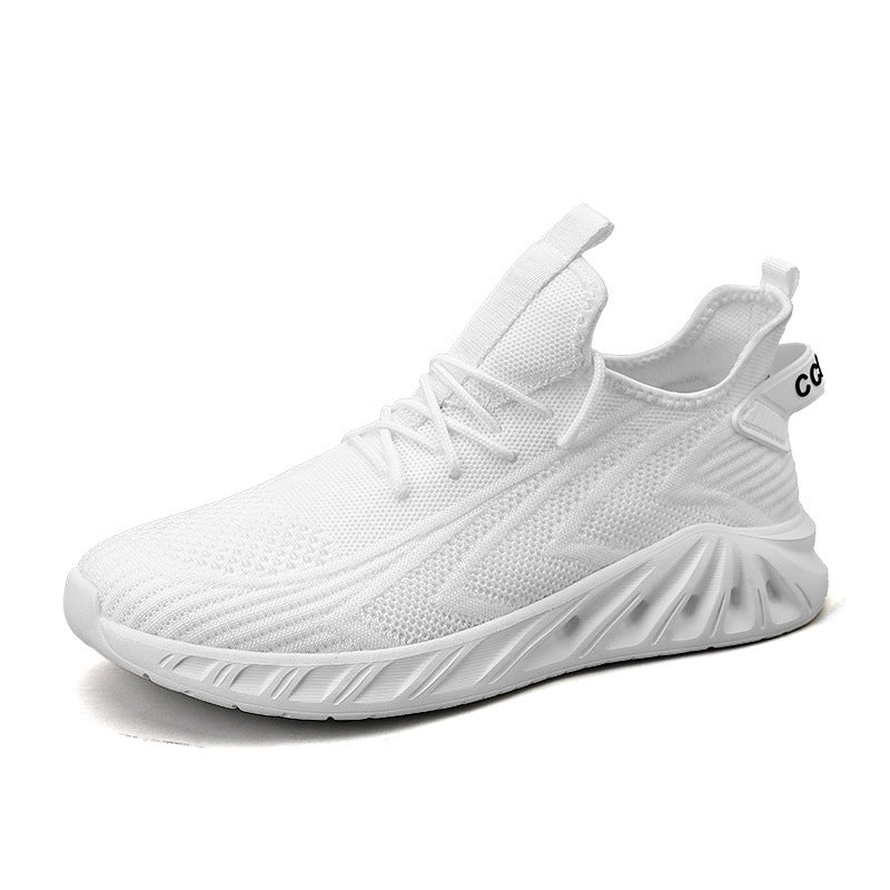White men's sneakers - casual athletic shoes with cushioned comfortable sole