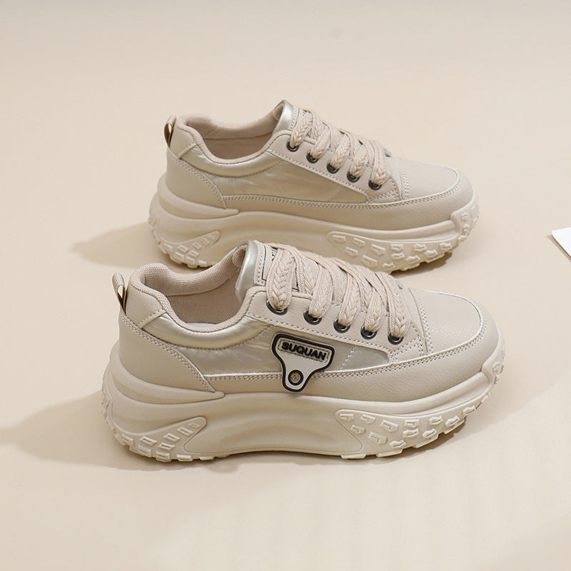 Khaki color women’s thick sole dad sneakers korean style casual shoes