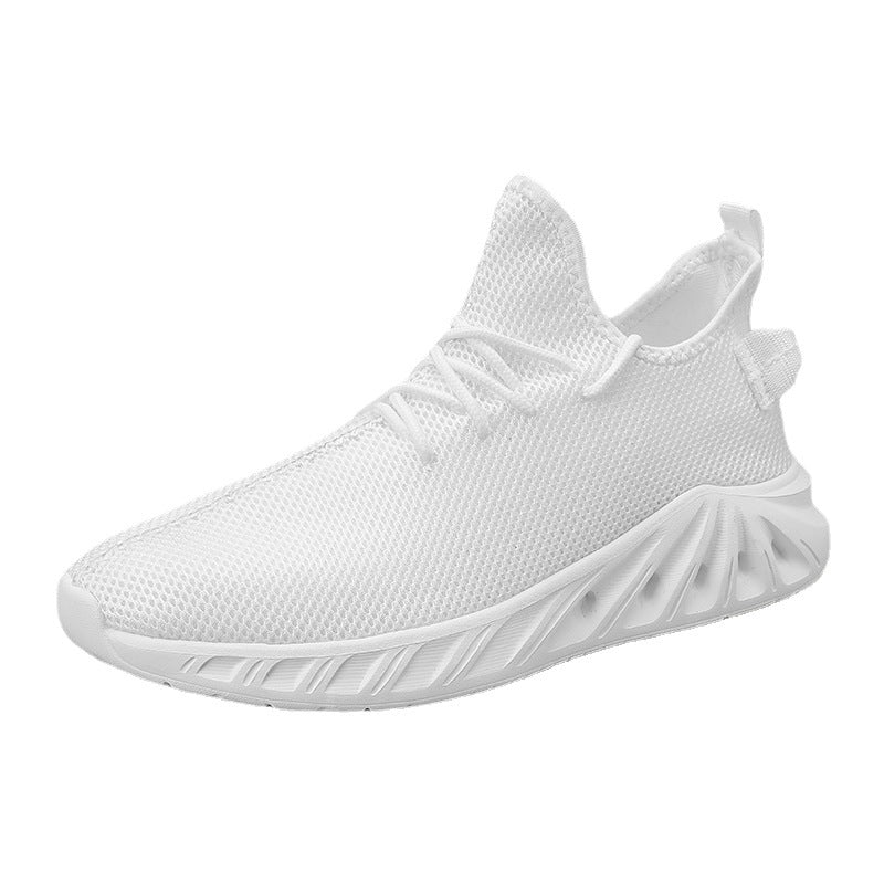 White men's athletic shoes - training sports shoes with supportive breathable design