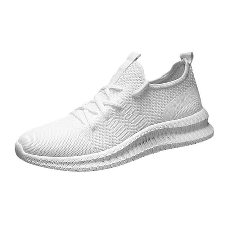 White men's sneakers - casual athletic shoes with cushioned comfortable sole