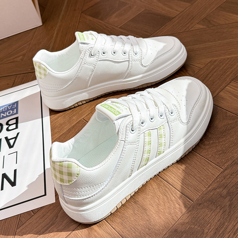 Women’s White Leather Sneakers Korean Style Casual Sports Shoes