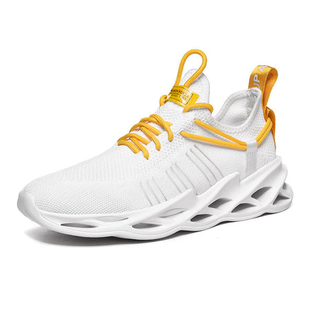 White men's athletic shoes - training sports shoes with supportive breathable design