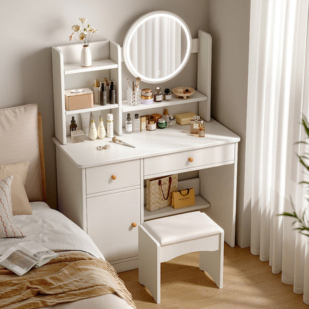 Modern Small Dressing Table with Cosmetic Storage — gray