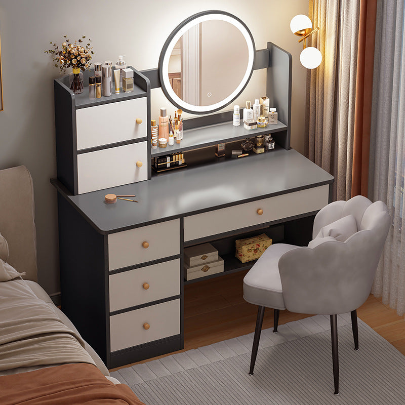 Modern Simple Dressing Table with Mirror Storage — with mirror white