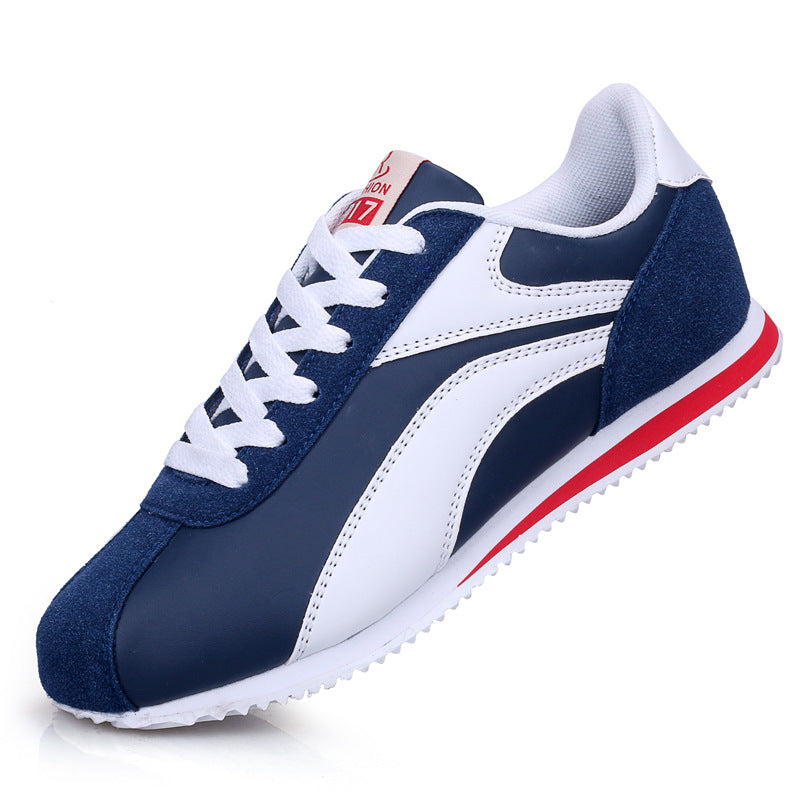 White Blue Gray men's sneakers - casual athletic shoes with cushioned comfortable sole