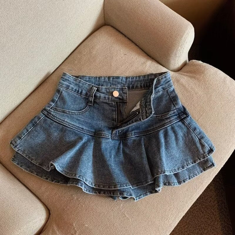Women’s High Waist Denim A-Line Short Skirt Casual Summer