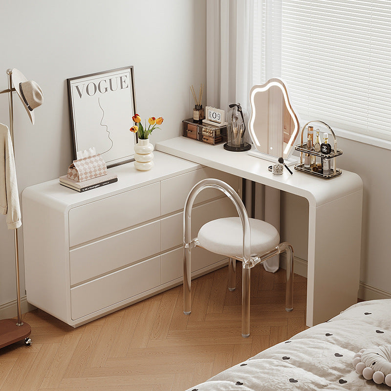 Modern Corner Dressing Table with Integrated Cabinet — 80cm table 80cm three-drawer chest