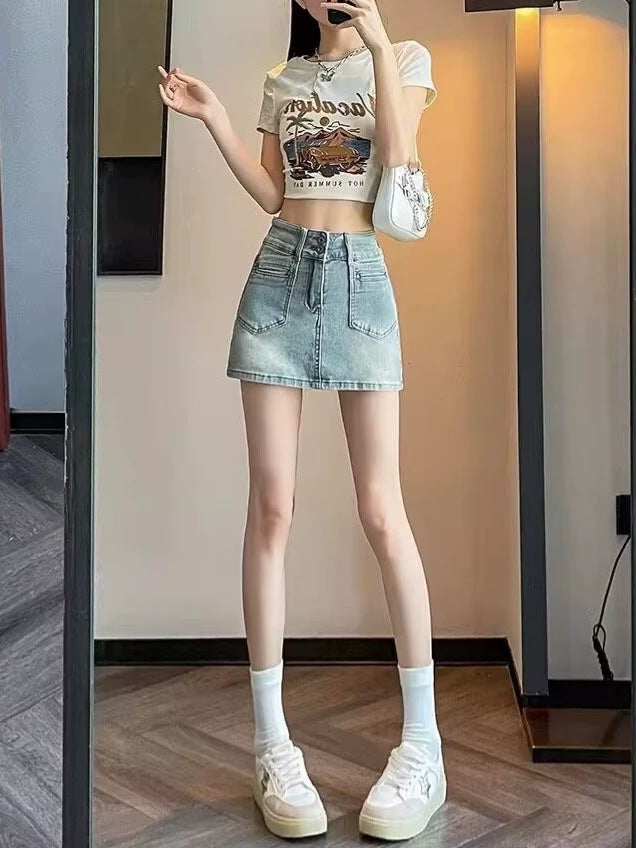 Women’s High Waist Denim Sheath Skirt Slim Fit Summer