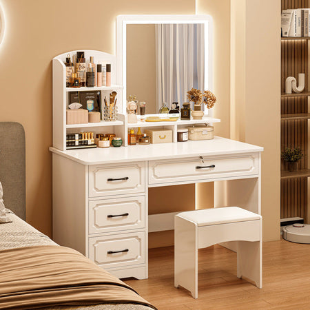 Modern European-Style Dressing Table with Storage Cabinet — 80cm