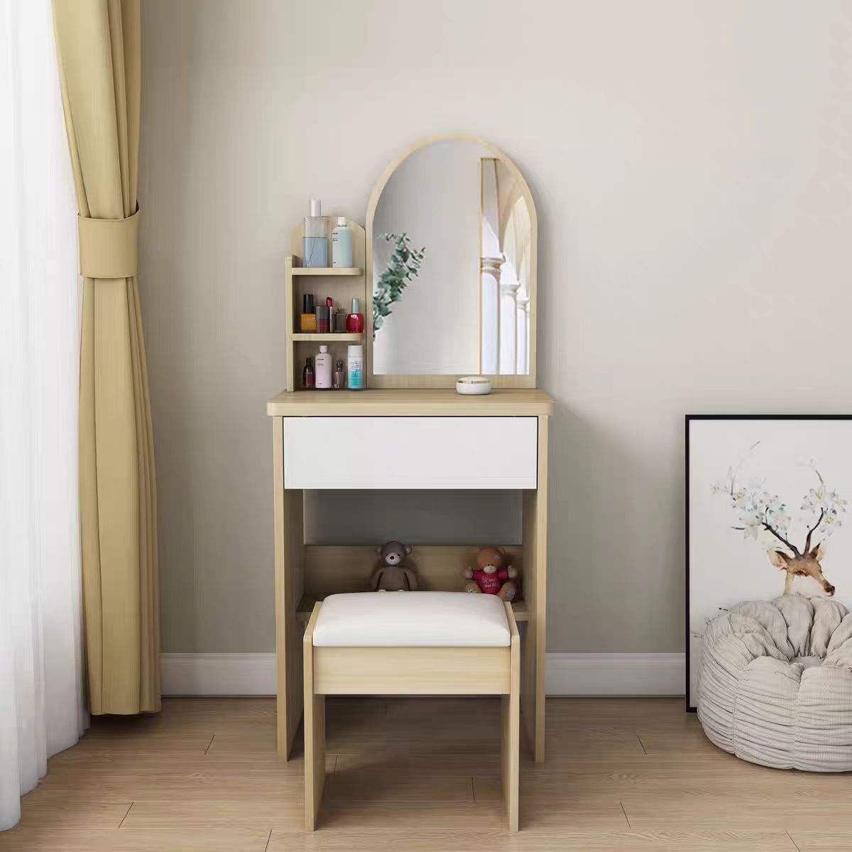 Walnut Bay Window Dressing Table for Small — walnut