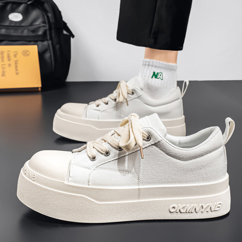 Men’s Thick Sole Canvas Sneakers – Height-Increasing Casual Shoes