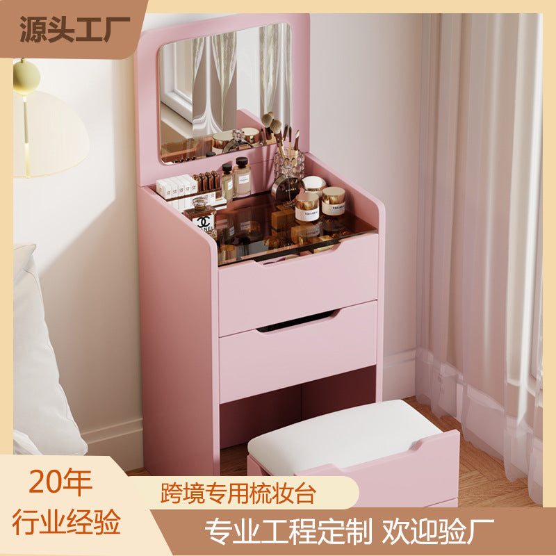 Cream Style Lightweight Flip Dressing Table Storage Cabinet