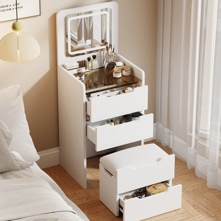 Cream Style Lightweight Flip Dressing Table Storage — white