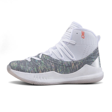 Platinum men's basketball shoes - high-top sneakers with ankle support and cushioned sole