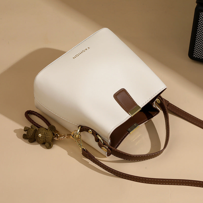 Textured Small Bucket Crossbody Bag for Women