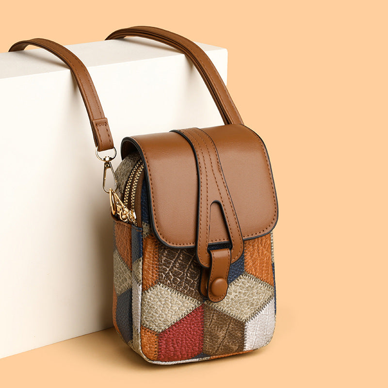 Multi-Compartment Soft Leather Phone Crossbody Bag for Women