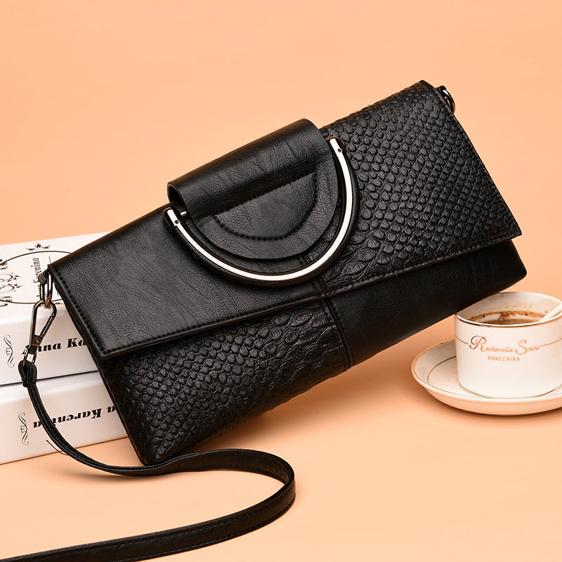Black korean style elegant versatile handbag for women
