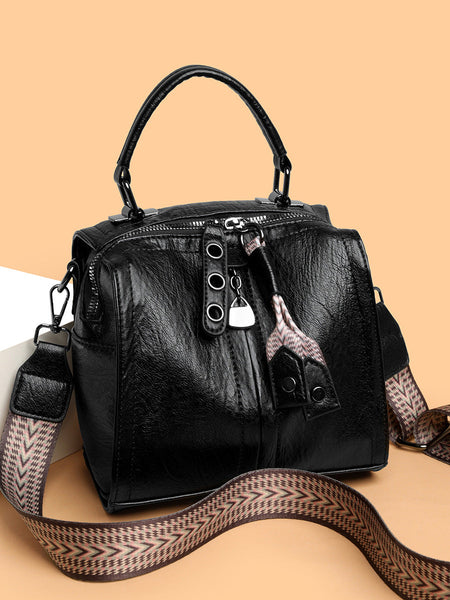 Yellow retro soft leather boston shoulder crossbody bag for women