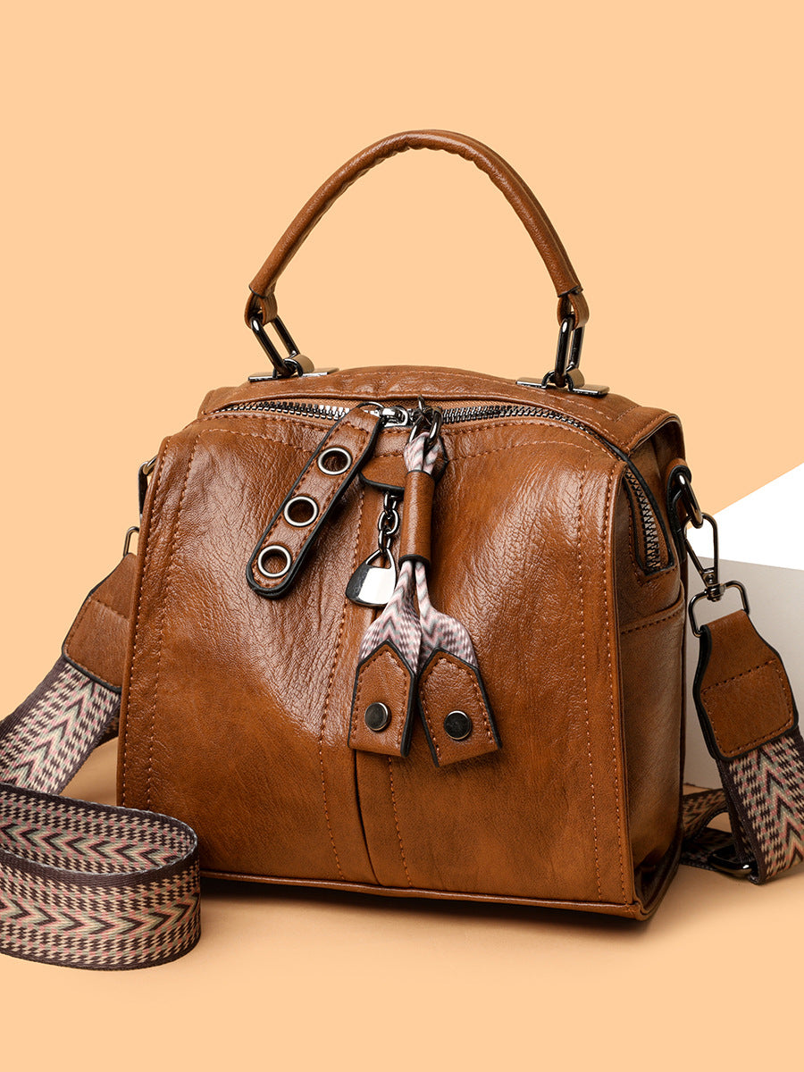Retro Soft Leather Boston Shoulder Crossbody Bag for Women