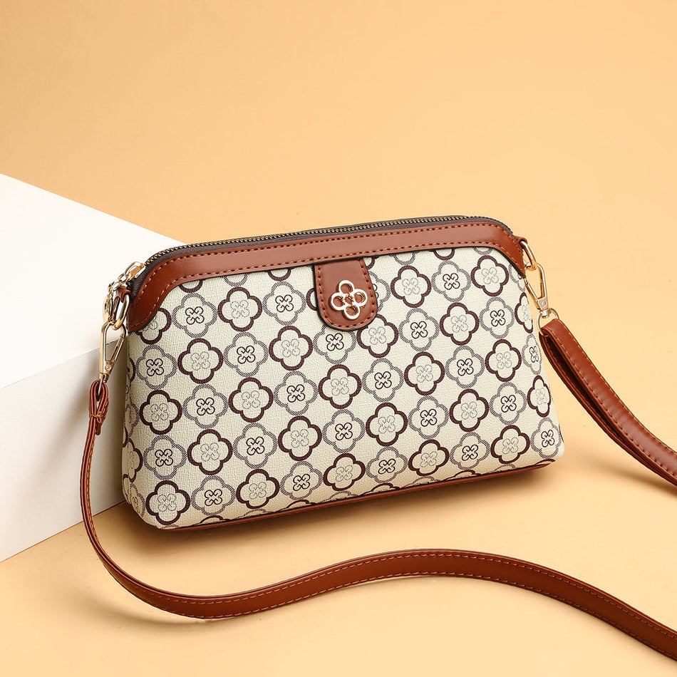 Brown soft leather crossbody phone bag for women