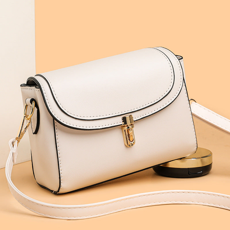 White classic solid color crossbody shoulder bag for women