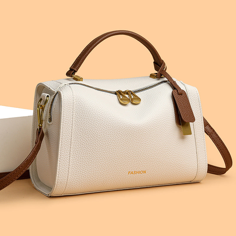 White textured large capacity shoulder & crossbody bag for women