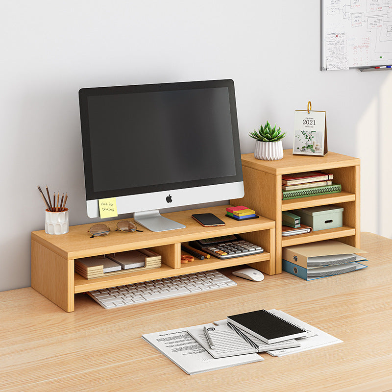 Elevated Monitor Stand Desktop Storage Rack — maple