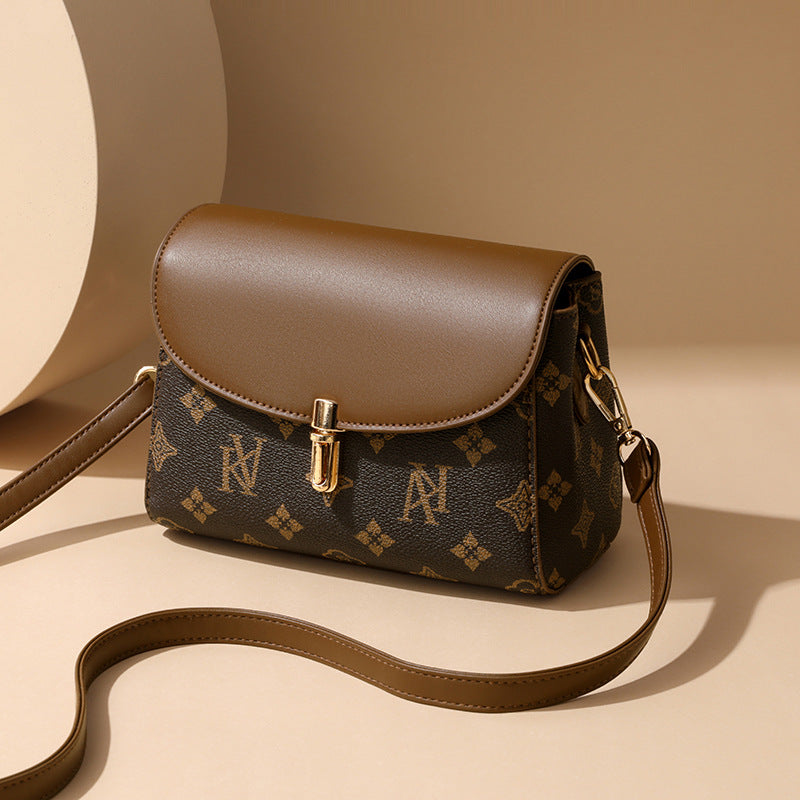 Brown light luxury small crossbody shoulder bag for women