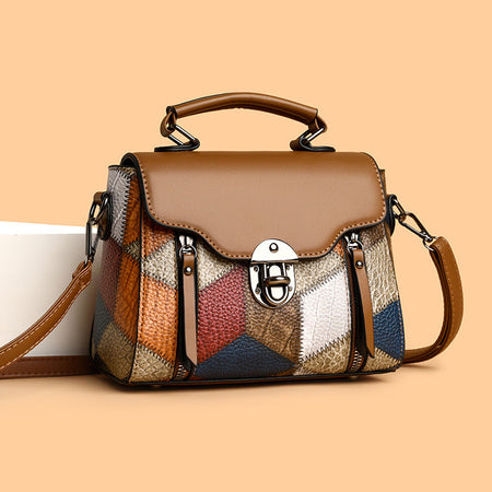 Irregular blue brown textured large capacity shoulder & crossbody bag for women