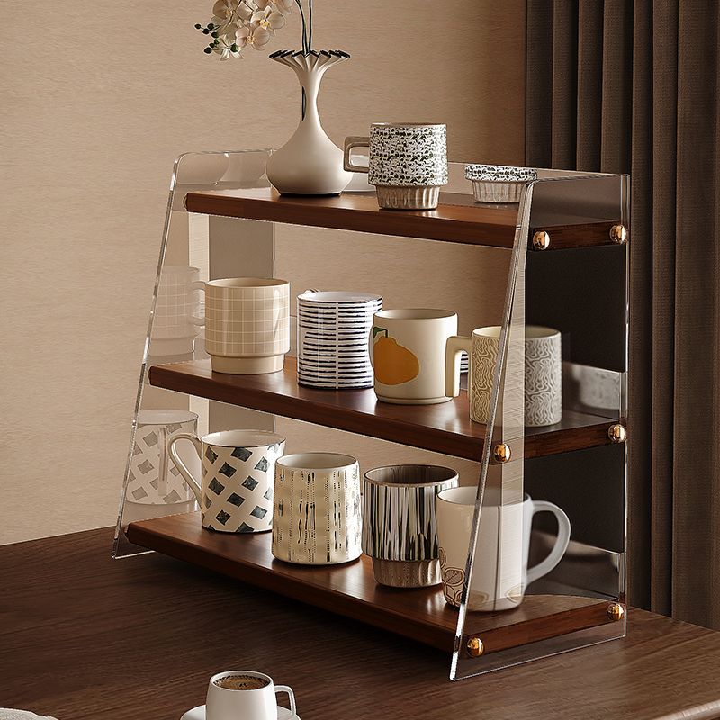 Countertop Cup Holder Coffee Tea Storage Rack — walnut