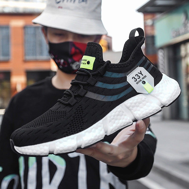 Unisex Flyknit Mesh Sneakers – Breathable Low-Top Casual Shoes