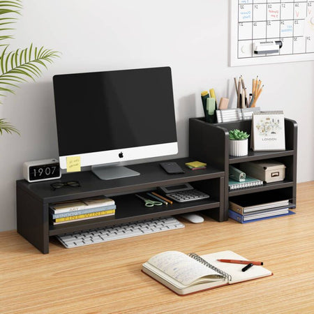 Desktop Monitor Stand with Storage Shelf — black
