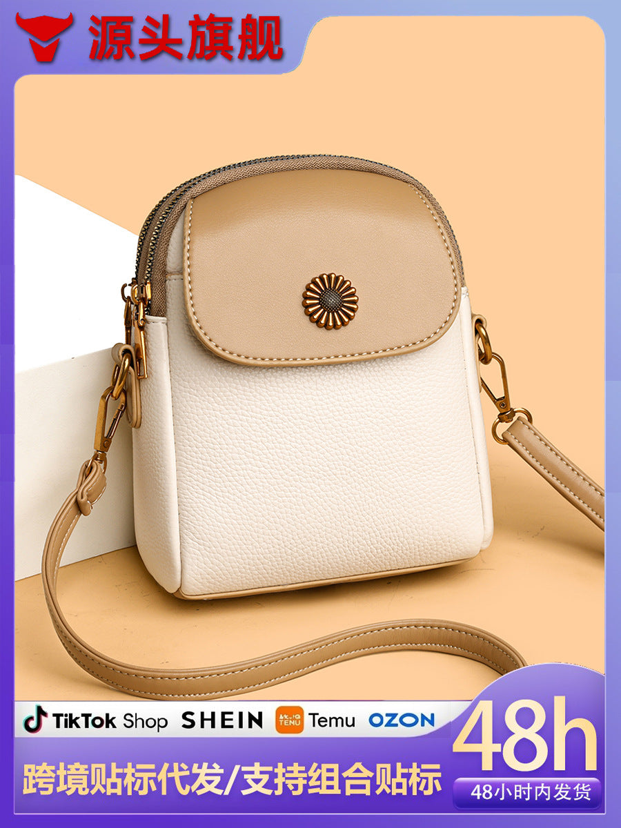 Soft Leather Mobile Phone Crossbody Bag for Women