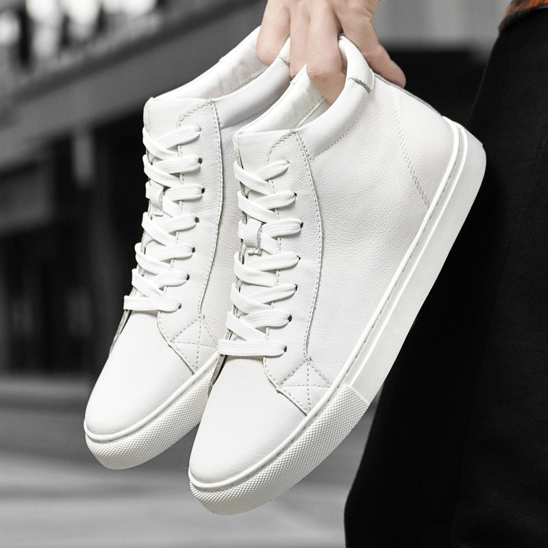 Unisex Fleece-Lined Leather Sneakers – Winter Casual Shoes